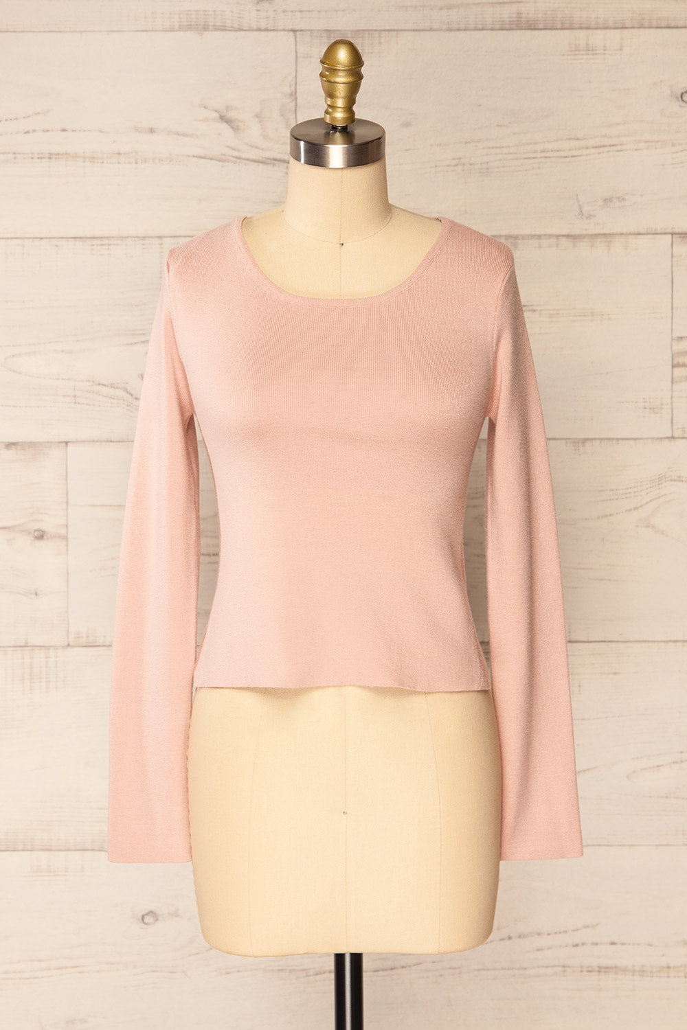 Jorden Pink Long Sleeve Crossed Back Top | La Petite Garçonne front view
