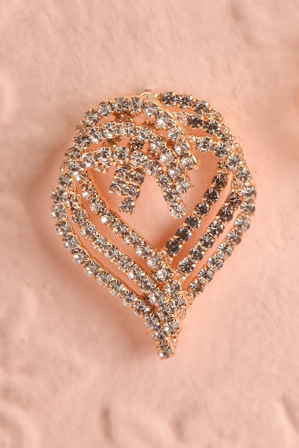 Journey Gold Heart Shaped Crystal Earrings | Boutique 1861 close-up