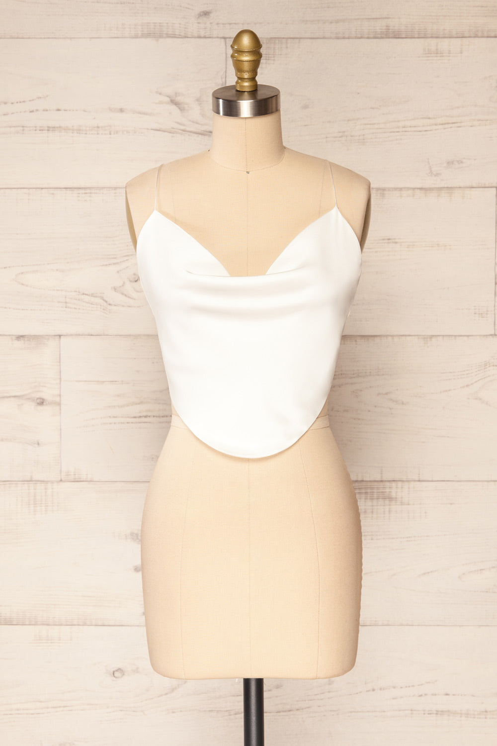 Jules Ivory Lace-Up Back Crop Top | La petite garçonne front view