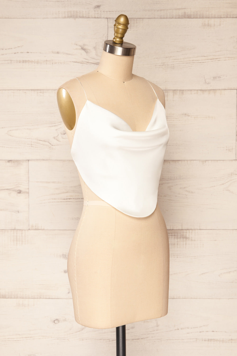 Jules Ivory Lace-Up Back Crop Top | La petite garçonne side view