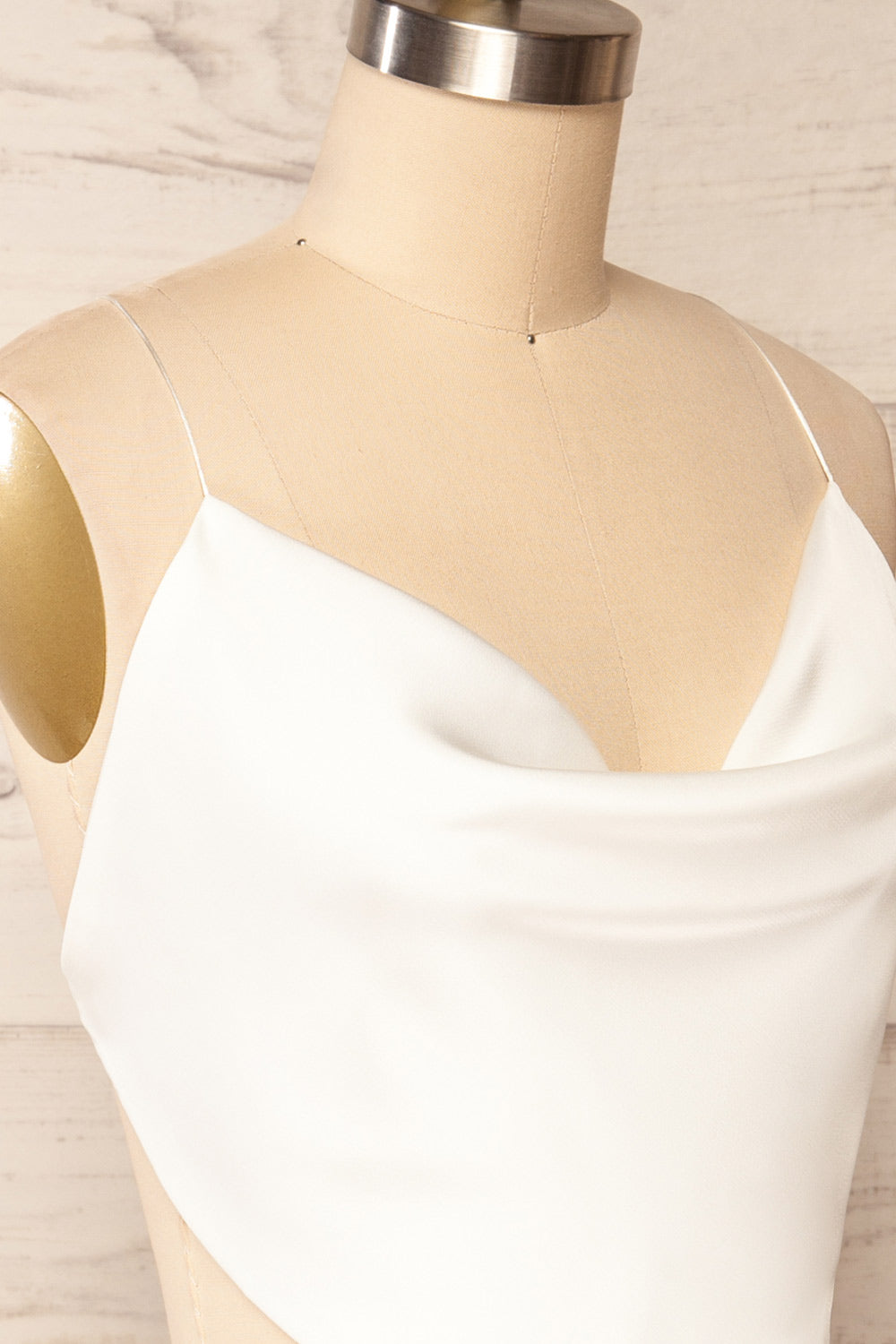 Jules Ivory Lace-Up Back Crop Top | La petite garçonne side close up