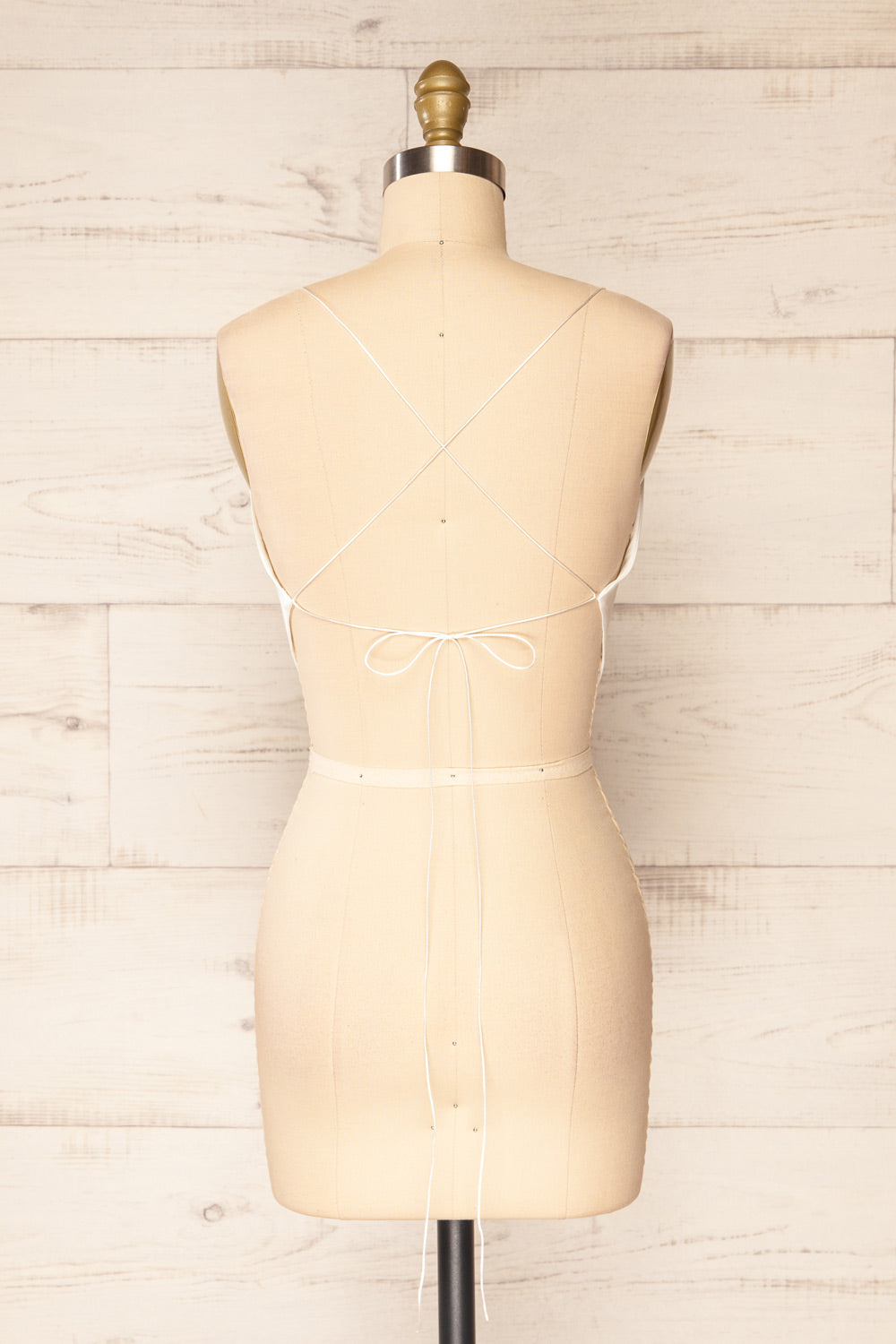 Jules Ivory Lace-Up Back Crop Top | La petite garçonne back view