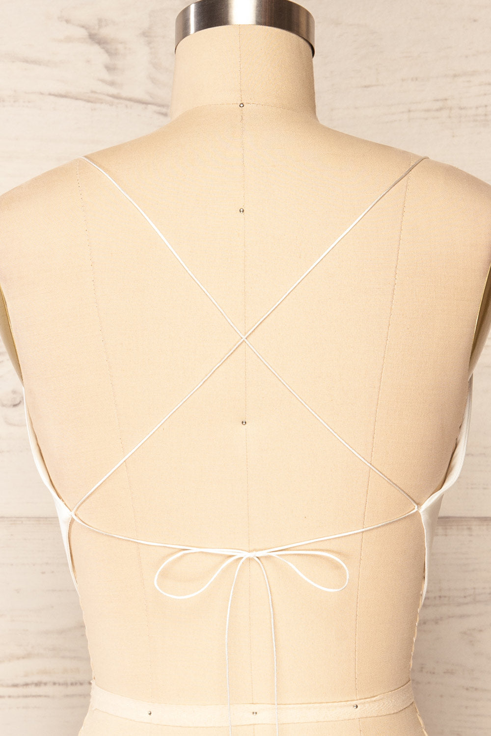 Jules Ivory Lace-Up Back Crop Top | La petite garçonne back close up