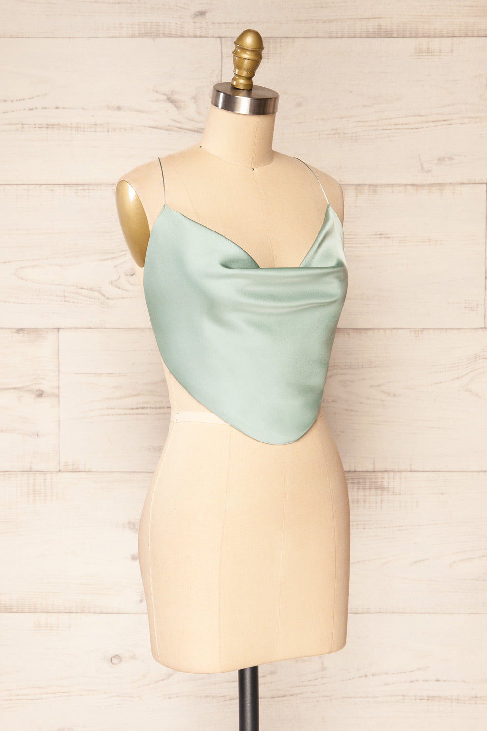 Jules Mint Lace-Up Back Crop Top | La petite garçonne side view