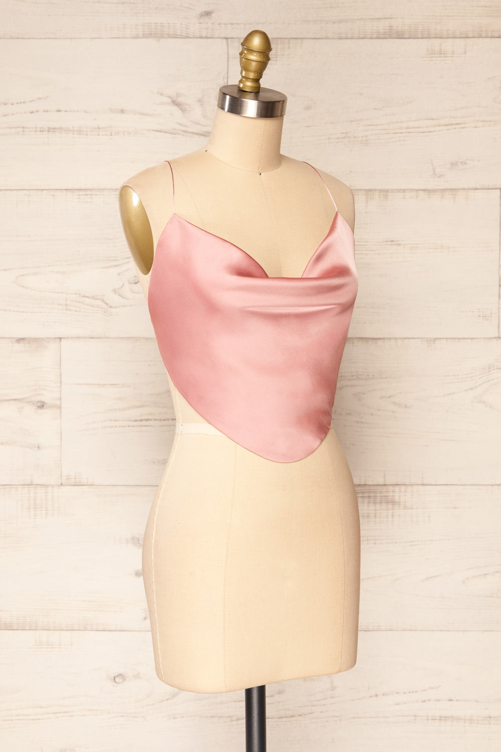 Jules Pink Lace-Up Back Crop Top | La petite garçonne side view