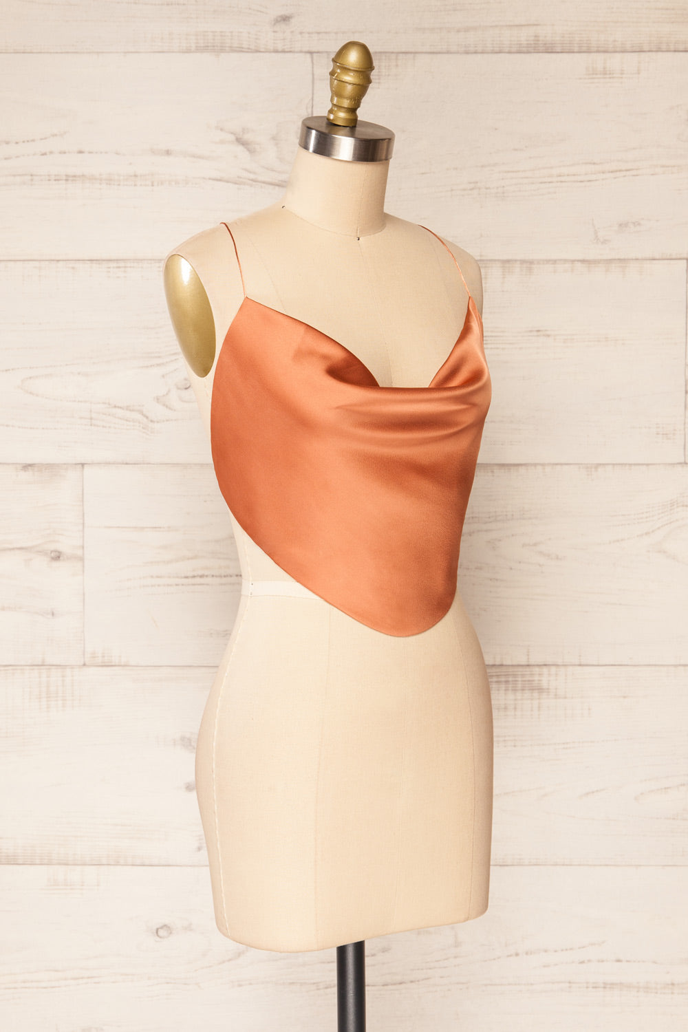 Jules Rust Floral Lace-Up Back Crop Top | La petite garçonne side view