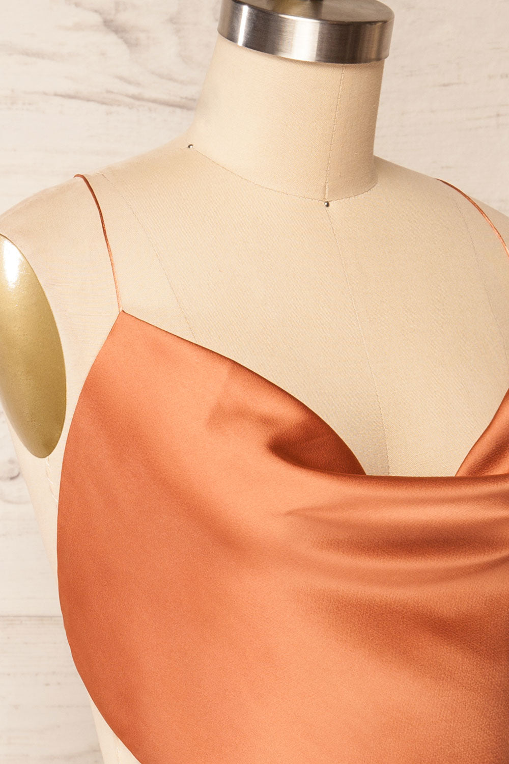 Jules Rust Floral Lace-Up Back Crop Top | La petite garçonne side close up