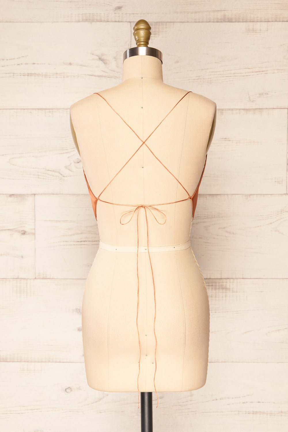 Jules Rust Floral Lace-Up Back Crop Top | La petite garçonne back view