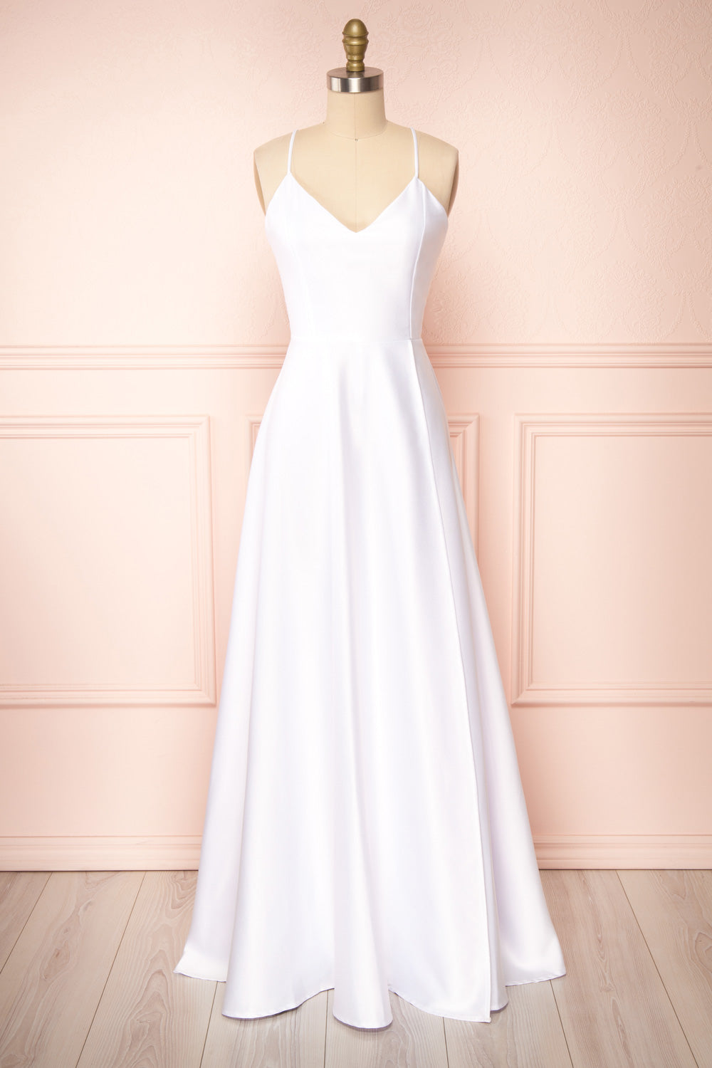 Julia Ivory Satin Maxi Dress | Boutique 1861 front view