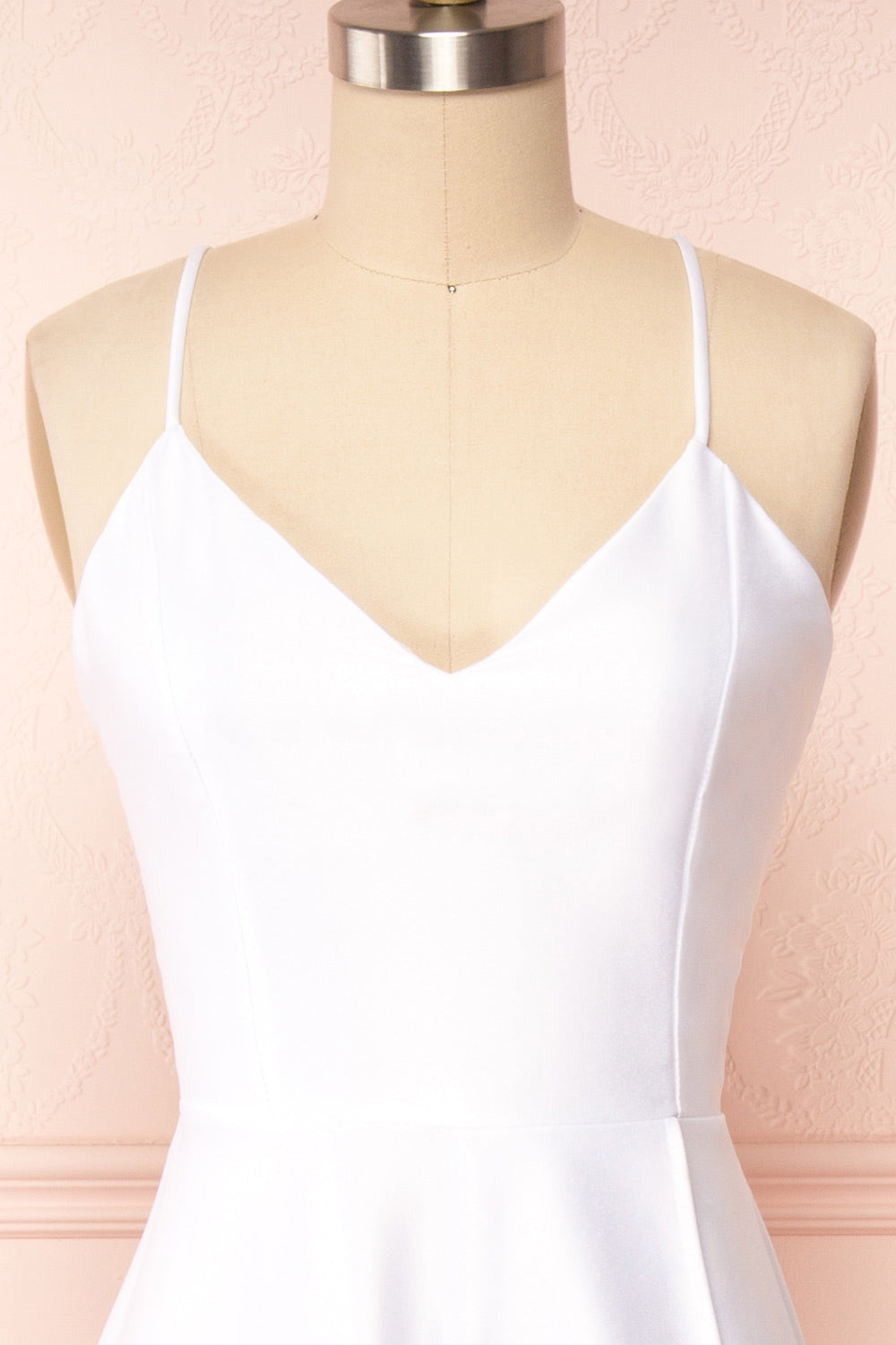 Julia Ivory Satin Maxi Dress | Boutique 1861front close up