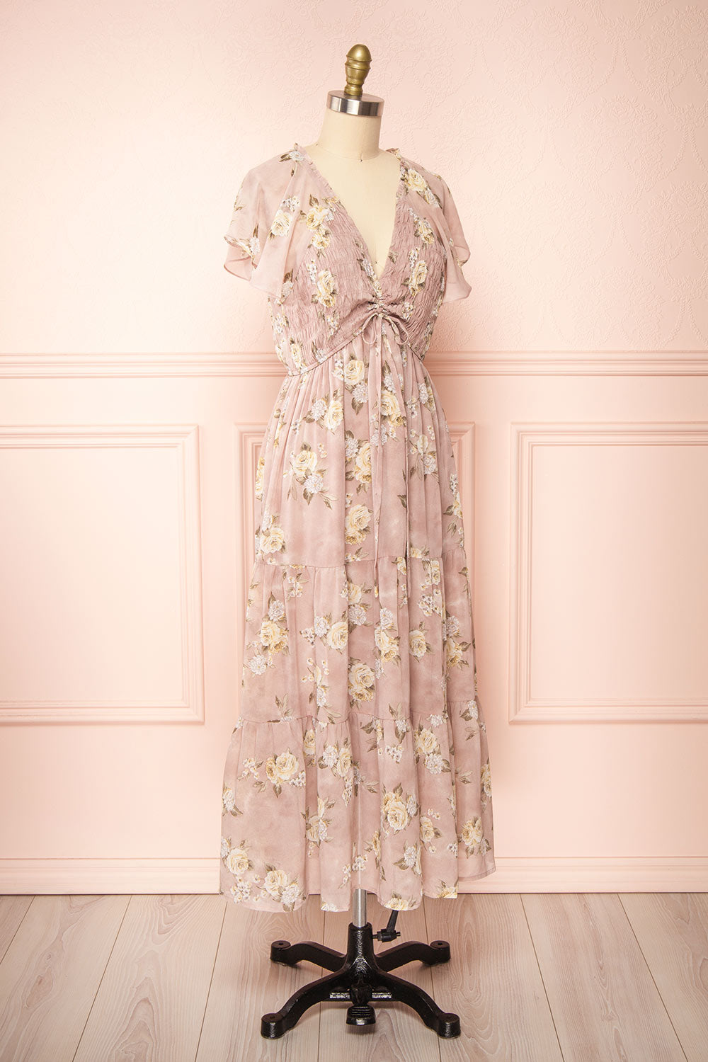 Juliane V-Neck Floral Midi Dress | Boutique 1861 side view