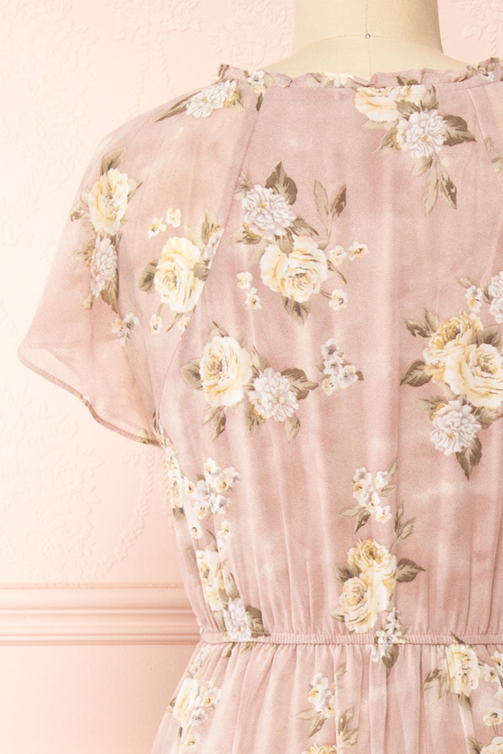 Juliane V-Neck Floral Midi Dress | Boutique 1861 back close-up