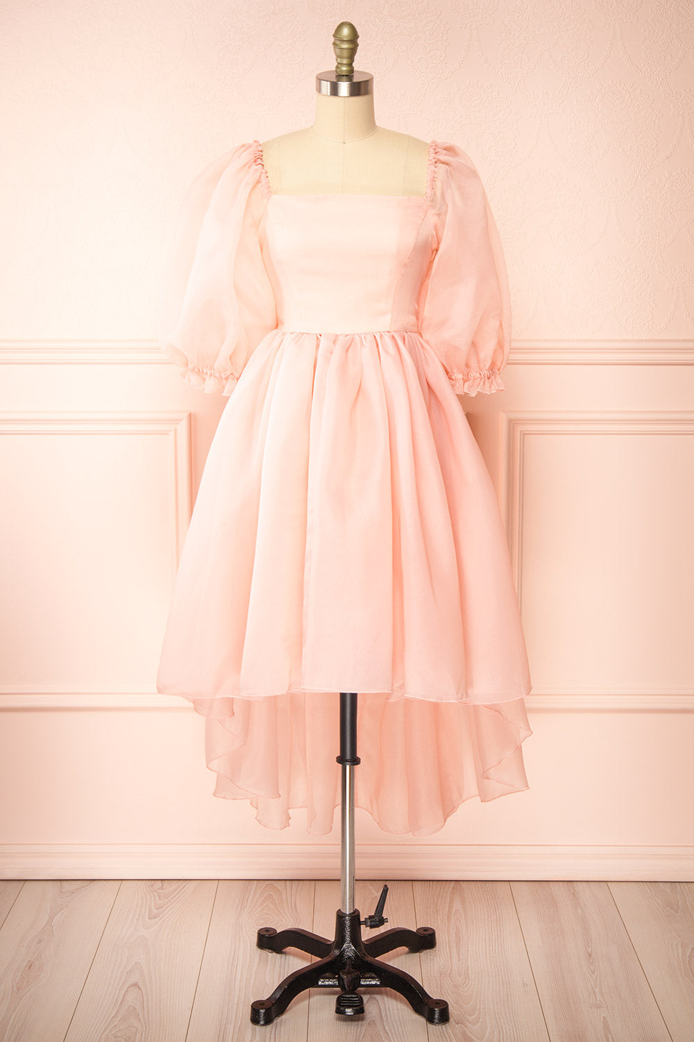 Juliet Pink Puff Sleeve Midi Dress | Boutique 1861 front view