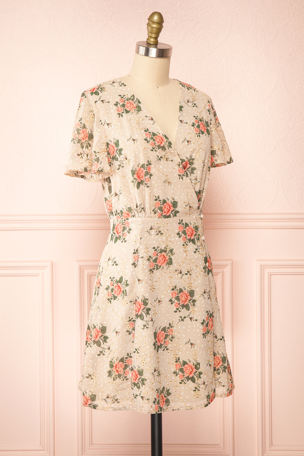 Junelle Short Floral Wrap Dress | Boutique 1861 side view