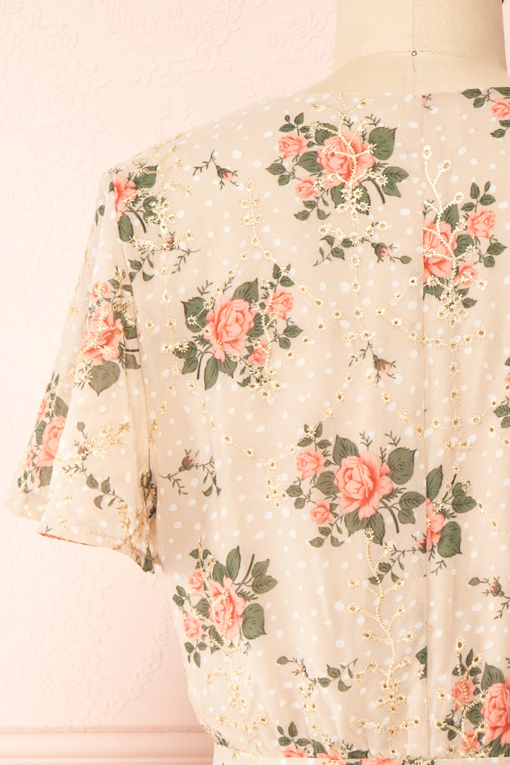 Junelle Short Floral Wrap Dress | Boutique 1861 back close-up