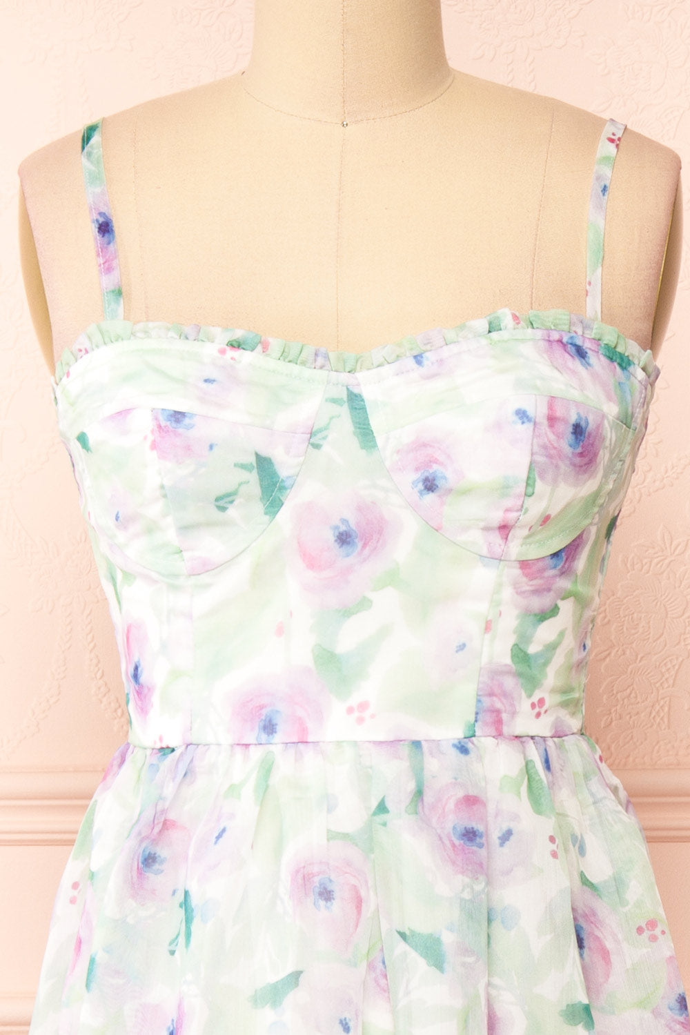 Junny Bustier Floral Midi Dress | Boutique 1861 straps close-up