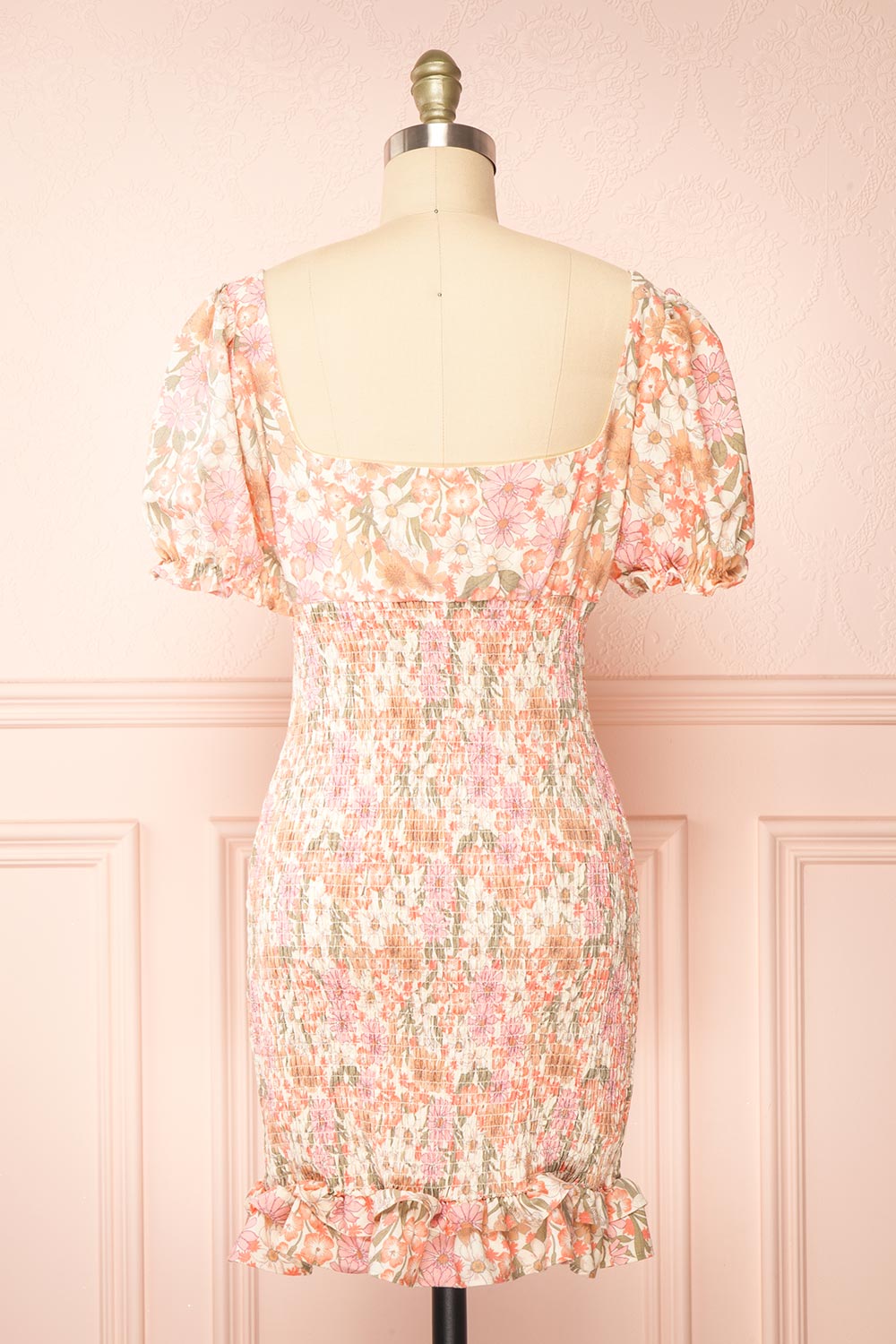 Justine Short Floral Fitted Dress | Boutique 1861 back view