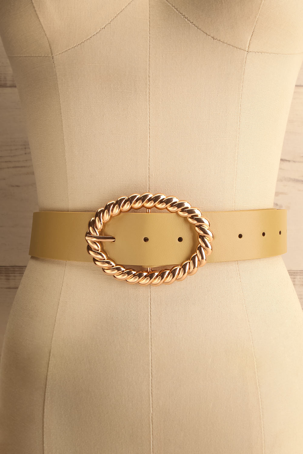 Jutrel Chartreuse - Gold Faux-Leather Belt | La petite garçonne