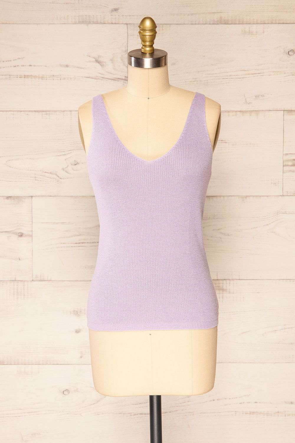 Juva Lilac V-Neck Knit Tank Top | La petite garçonne front view