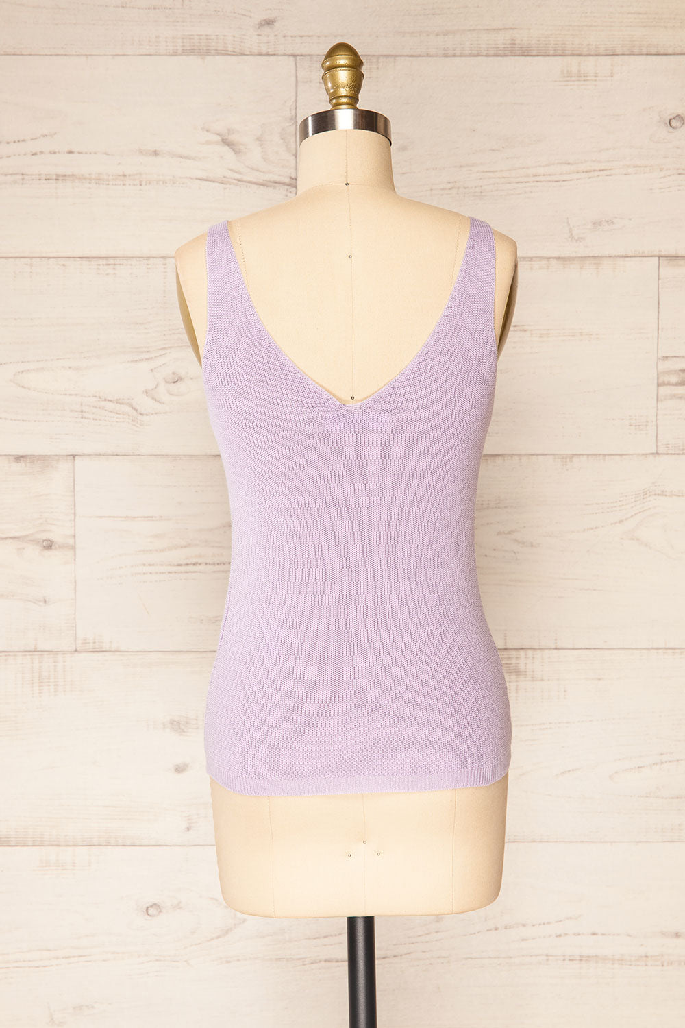 Juva Lilac V-Neck Knit Tank Top | La petite garçonne back view