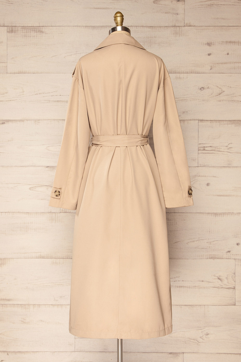 Kacovec Beige Trench Coat w/ Belt | La petite garçonne back view