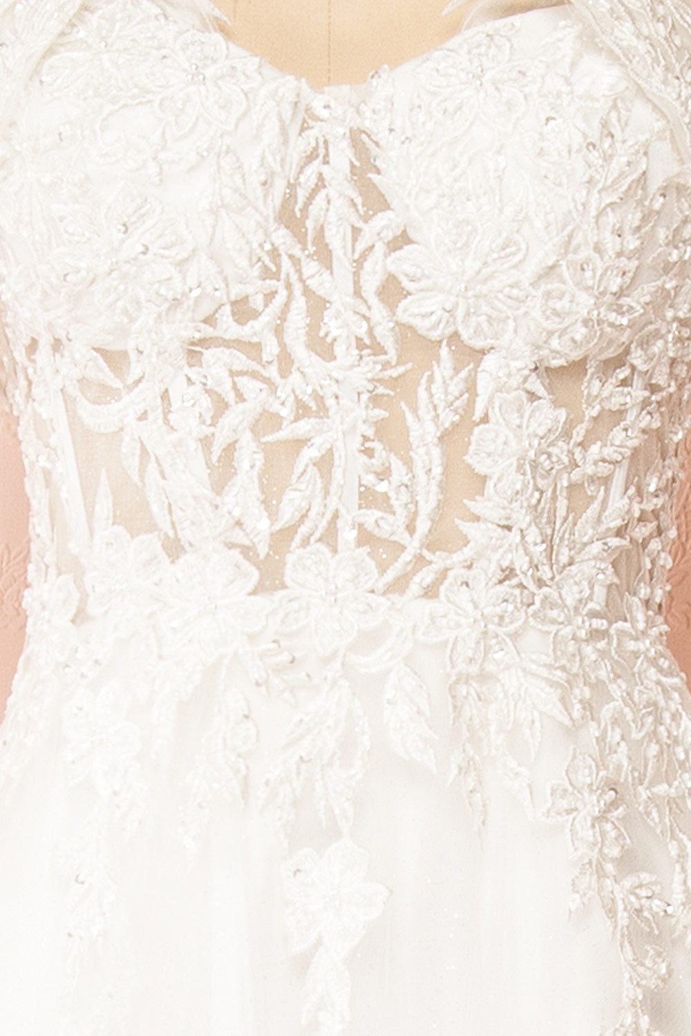 Kahena Off-The-Shoulder Bridal Gown w/ Floral Embroidery | Boudoir 1861 fabric