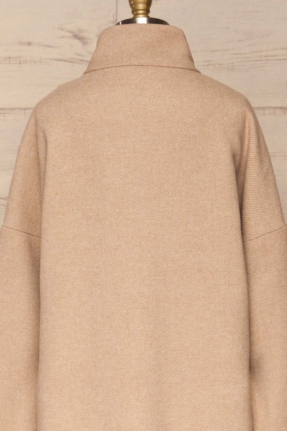 Kallithea Long Beige Loose Wool-Blend Coat back view | La Petite Garçonne
