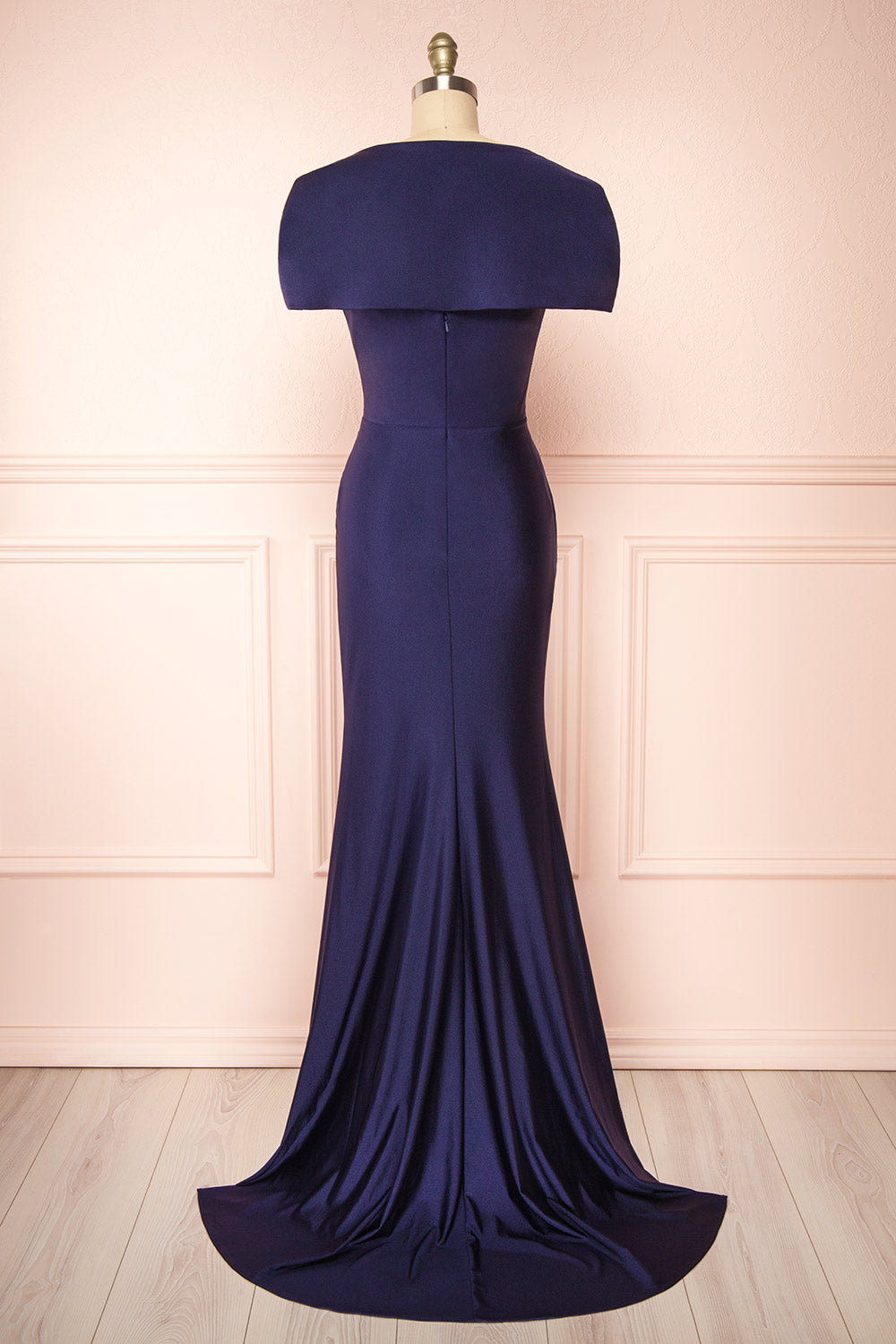 Karelle Navy Mermaid Maxi Dress w/ Bolero | Boudoir 1861 back view