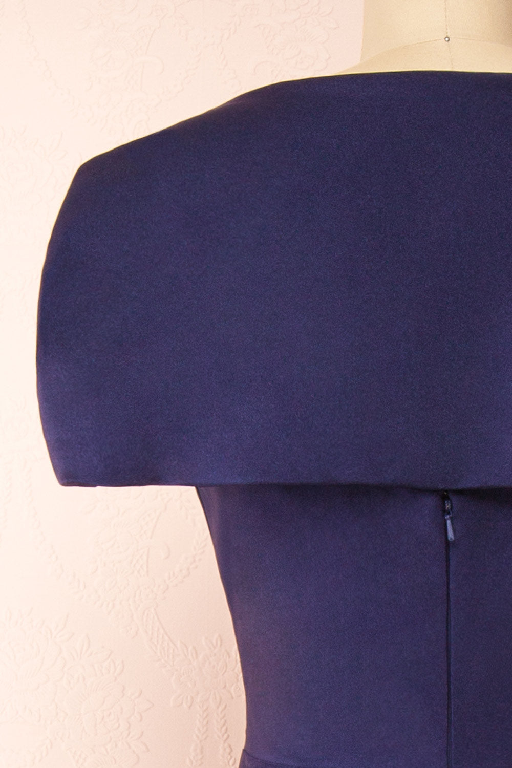 Karelle Navy Mermaid Maxi Dress w/ Bolero | Boudoir 1861 back close-up