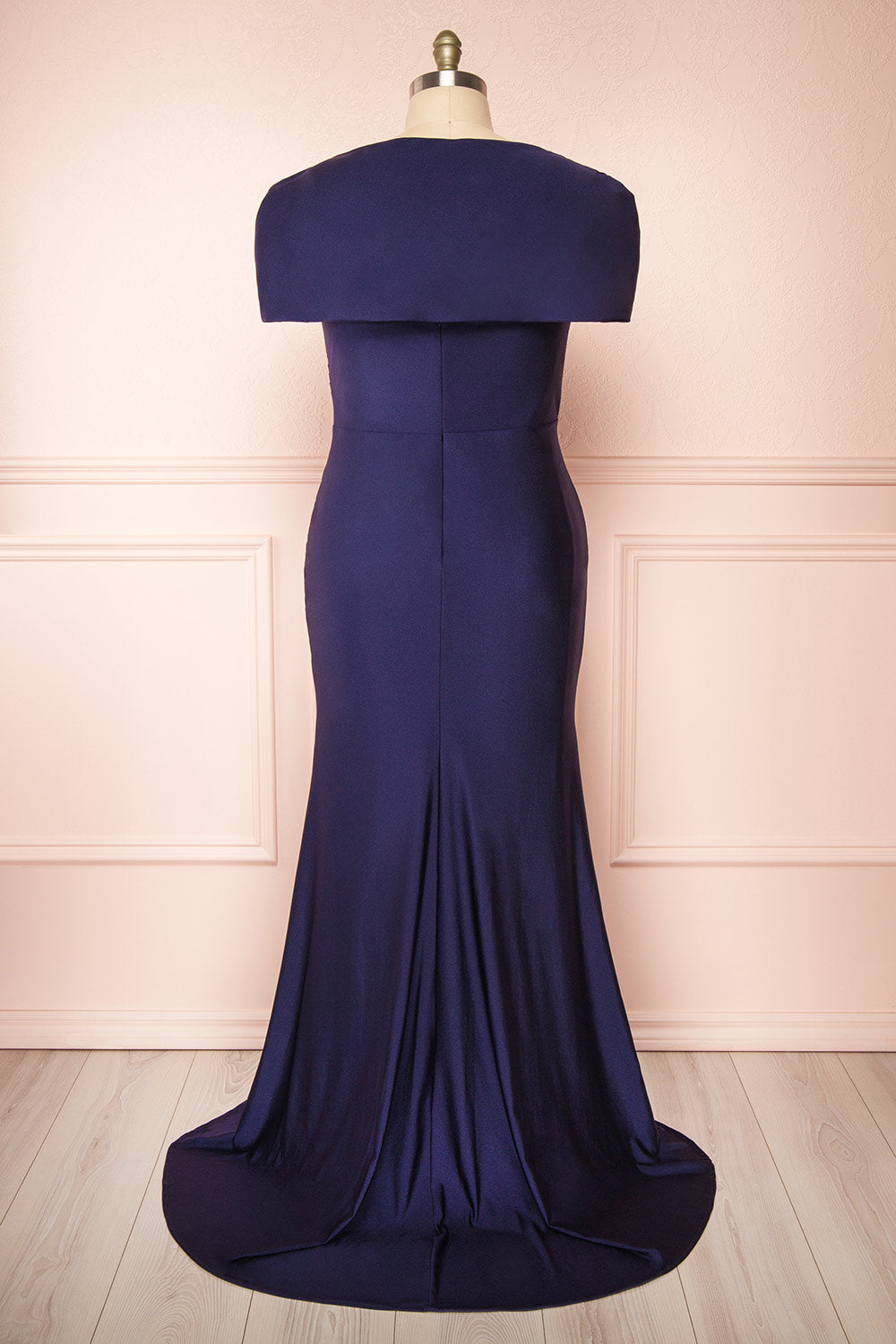 Karelle Navy Mermaid Maxi Dress w/ Bolero | Boudoir 1861 back plus size