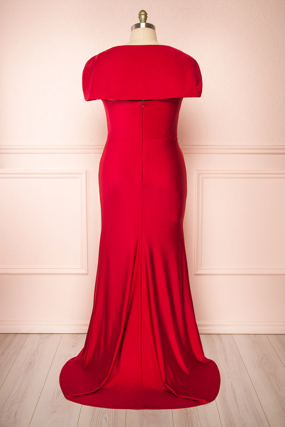 Karelle Burgundy Mermaid Maxi Dress w/ Bolero | Boudoir 1861 back plus size