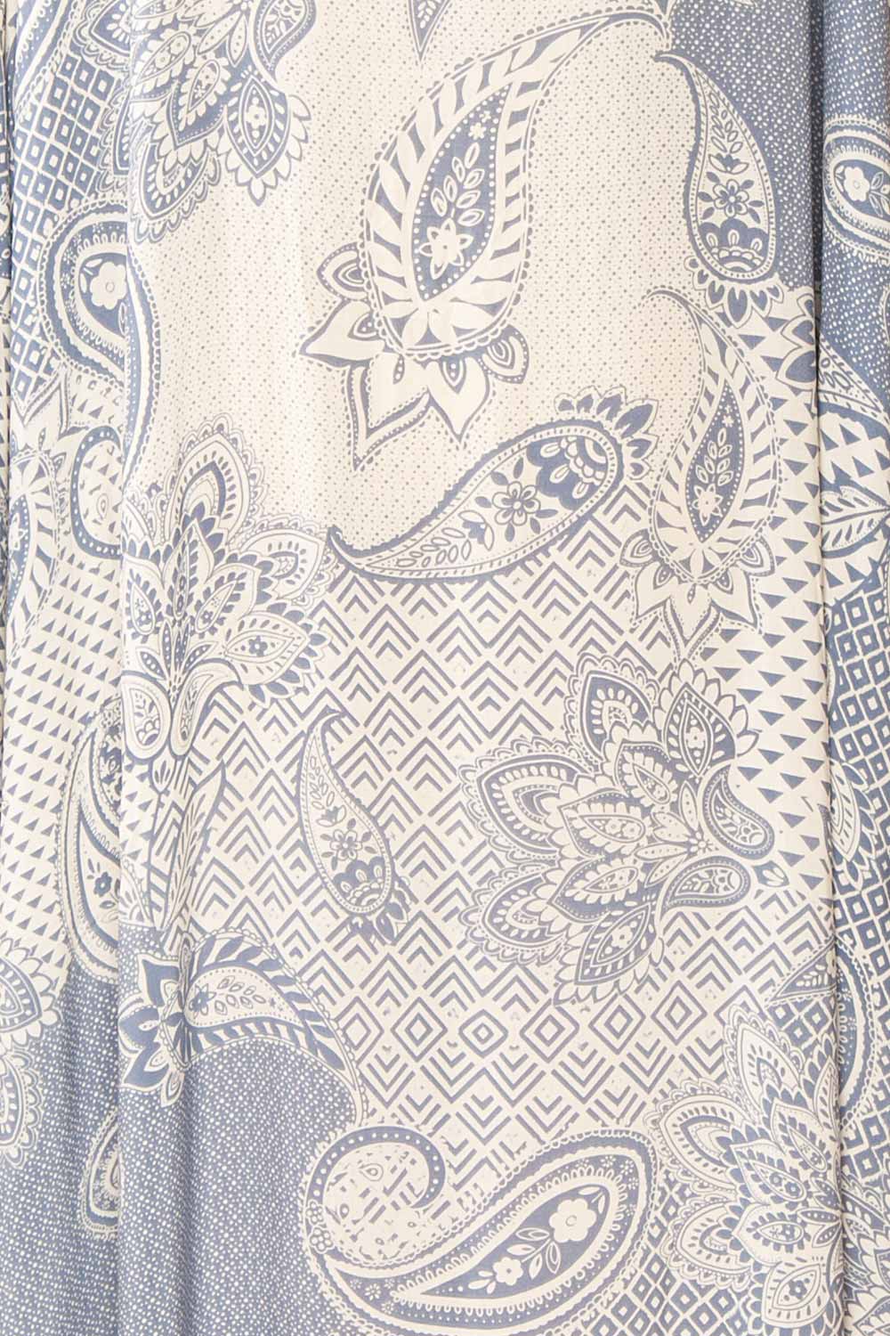 Karenne Blue & White Paisley Patterned Open Kimono | Boutique 1861 fabric