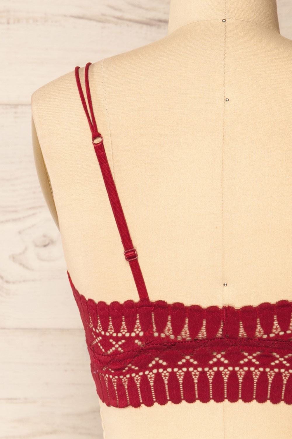 Karlik Burgundy Lace Bralette | La petite garçonne back close-up