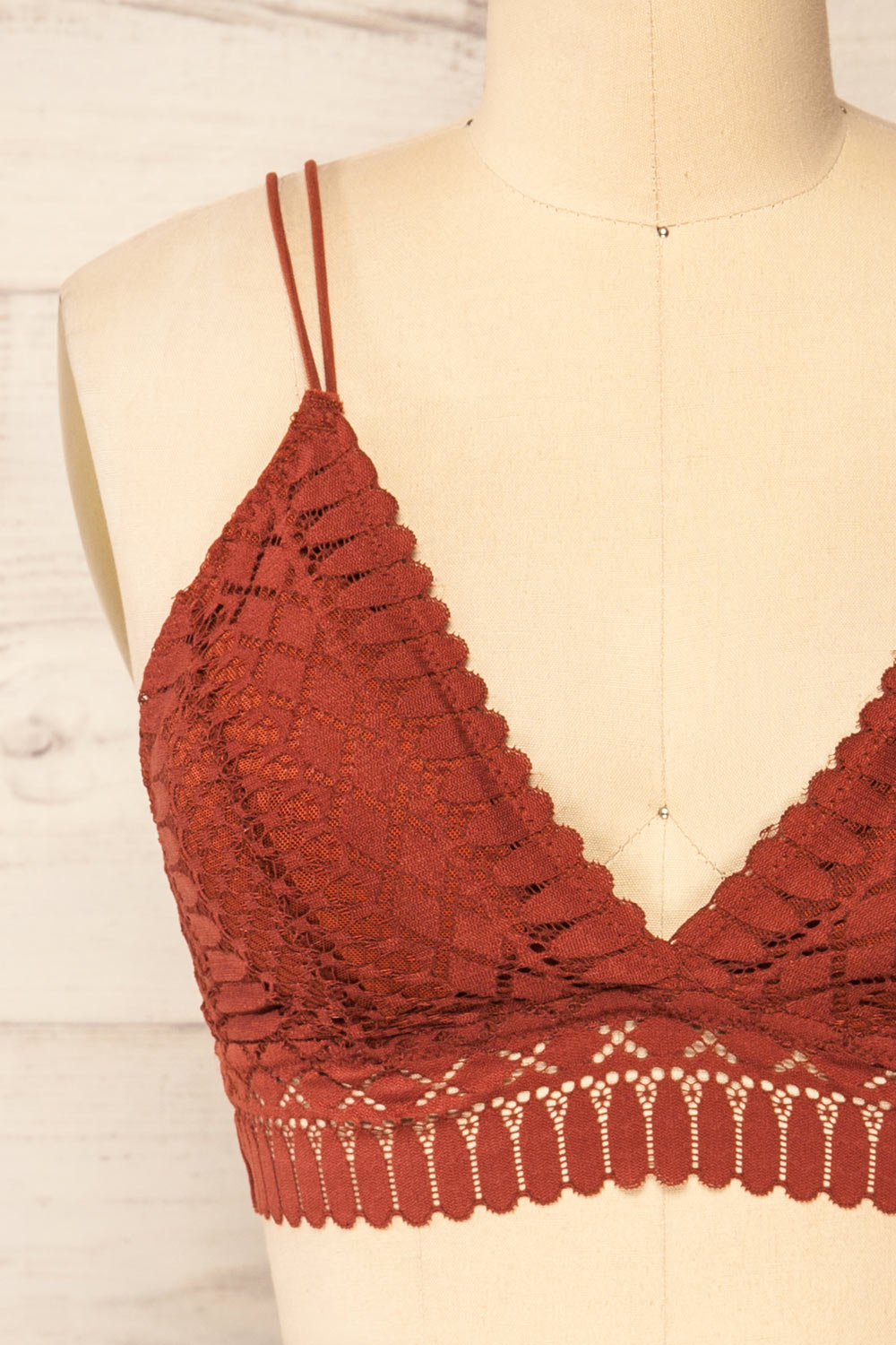 Karlik Orange Lace Bralette | La petite garçonne front close-up