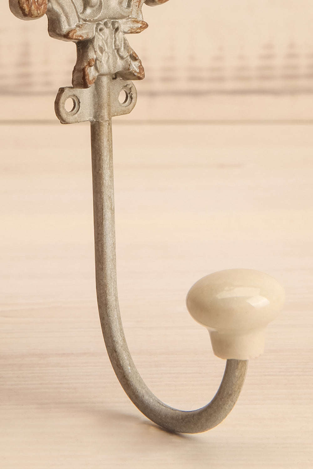 Karol Grey Wall Hook w/ Knob | Maison Garçonne bottom close-up