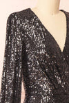 Kathline Sequin Wrap Style Dress | Boutique 1861 side close-up
