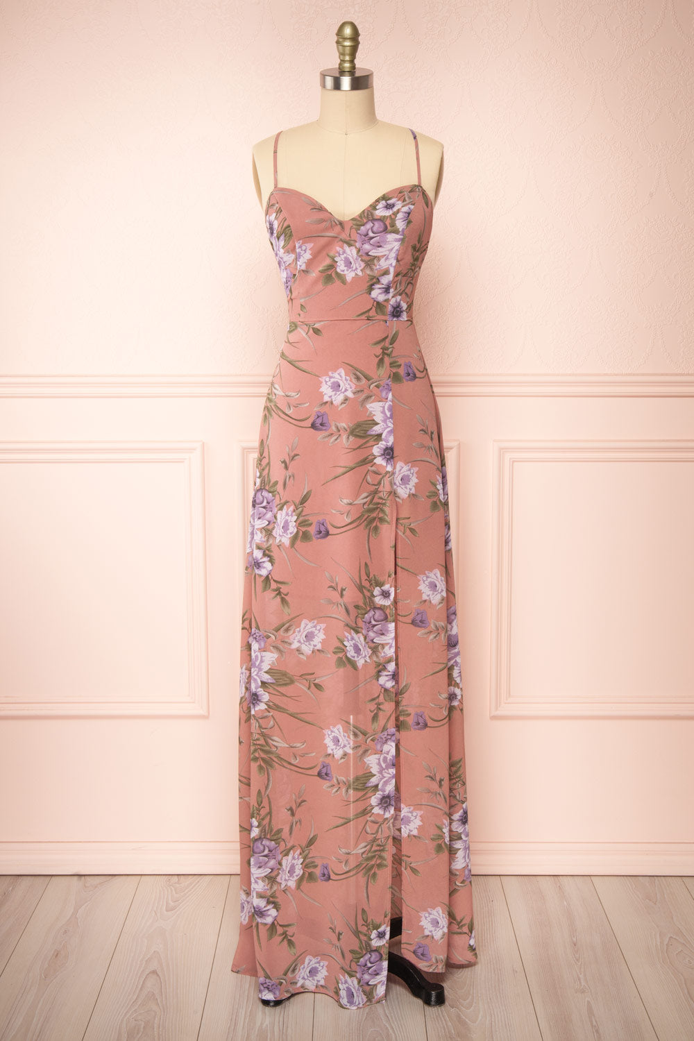 Katiana Backless Floral Maxi Dress w/ Side Slit Boutique 1861