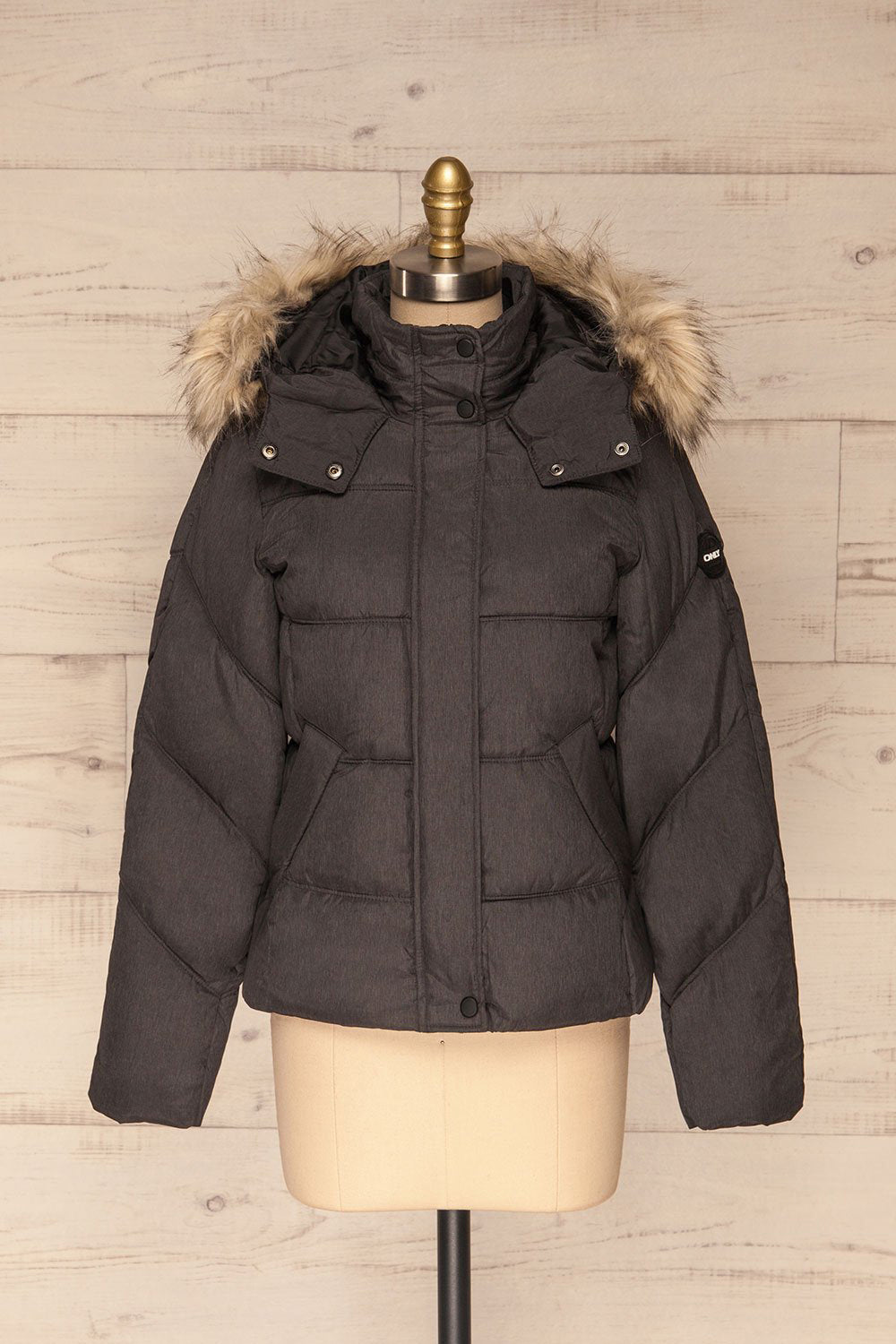 Katowice Dark Grey Quilted Coat w/ Faux Fur Hood | La Petite Garçonne