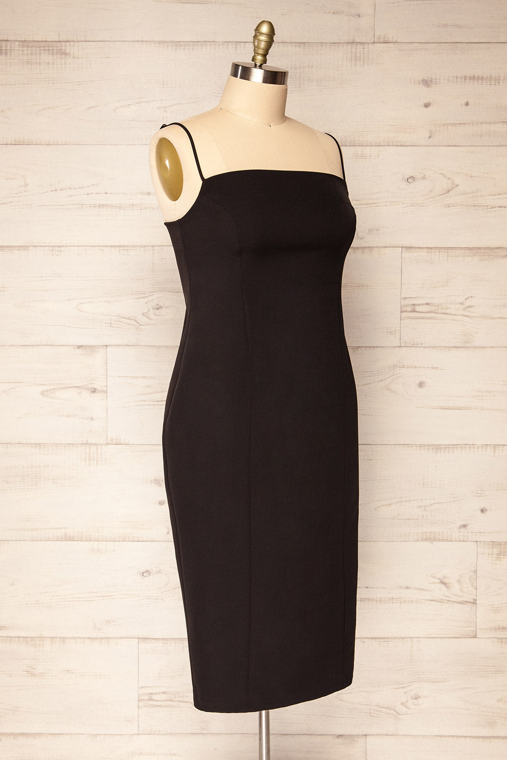 Kavala Black Fitted Midi Dress | La petite garçonne side plus