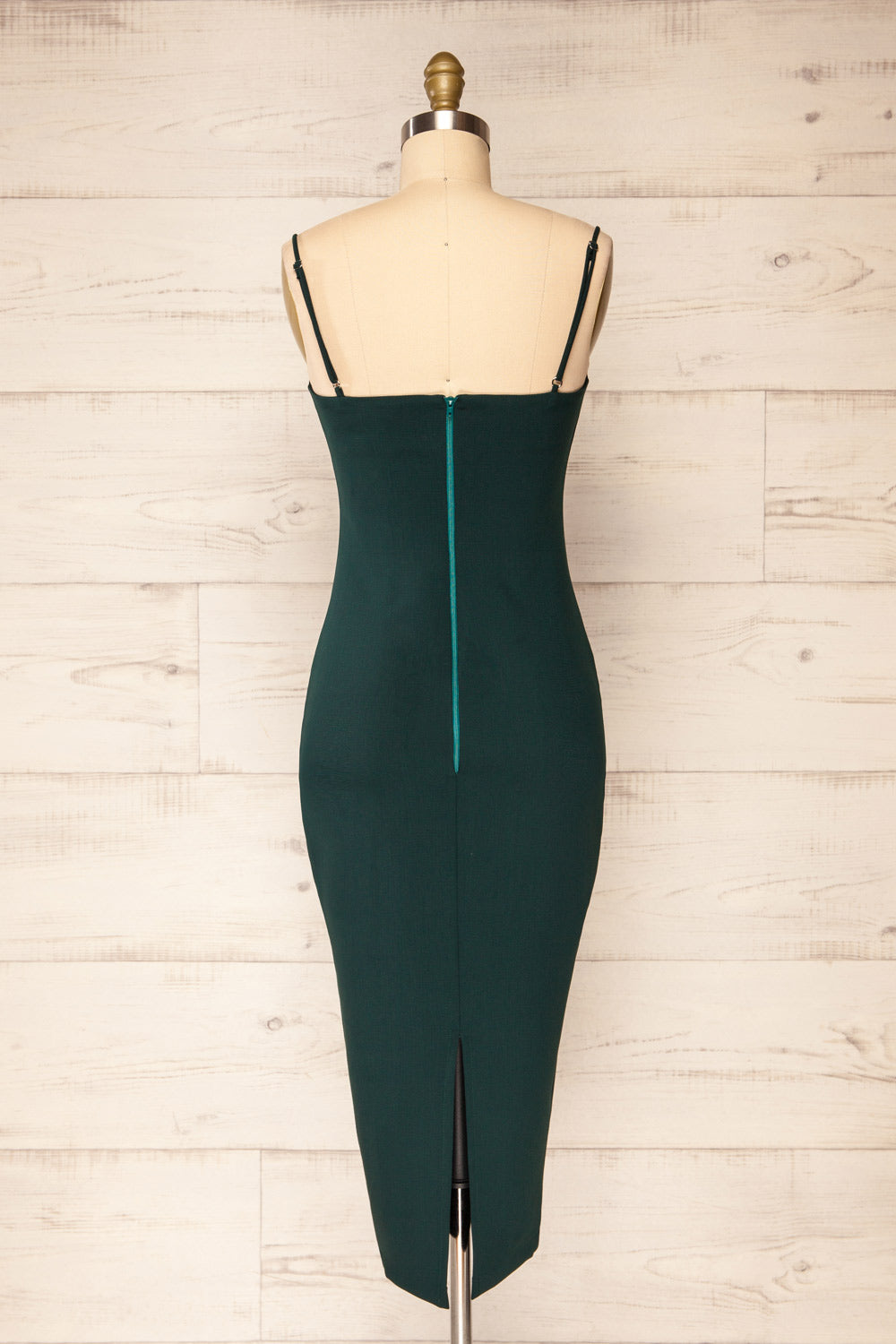 Kavala Emerald Fitted Midi Dress | La petite garçonne back view