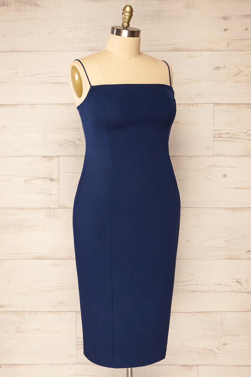 Kavala Navy Fitted Midi Dress | La petite garçonne side plus size