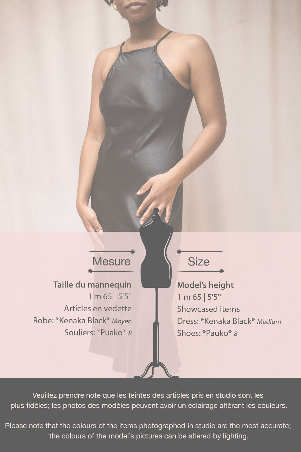 Kenaka Black Satin Midi Halter Dress | La petite garçonne fiche