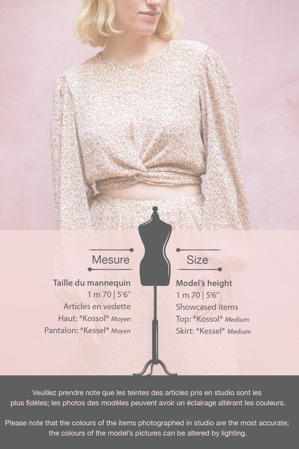 Kessel Beige Floral Cropped Wide Leg Pants | La petite garçonne model