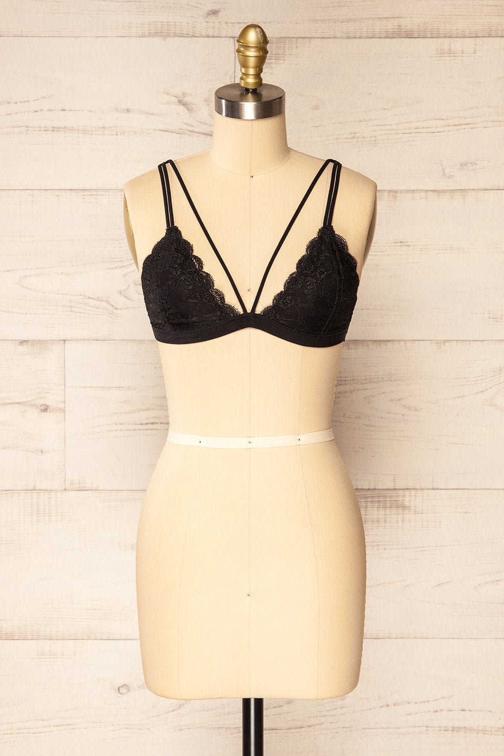 Khappa Black Floral Lace Bralette | La petite garçonne front view