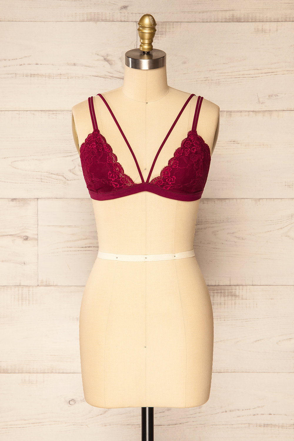 Khappa Burgundy Floral Lace Bralette | La petite garçonne front view
