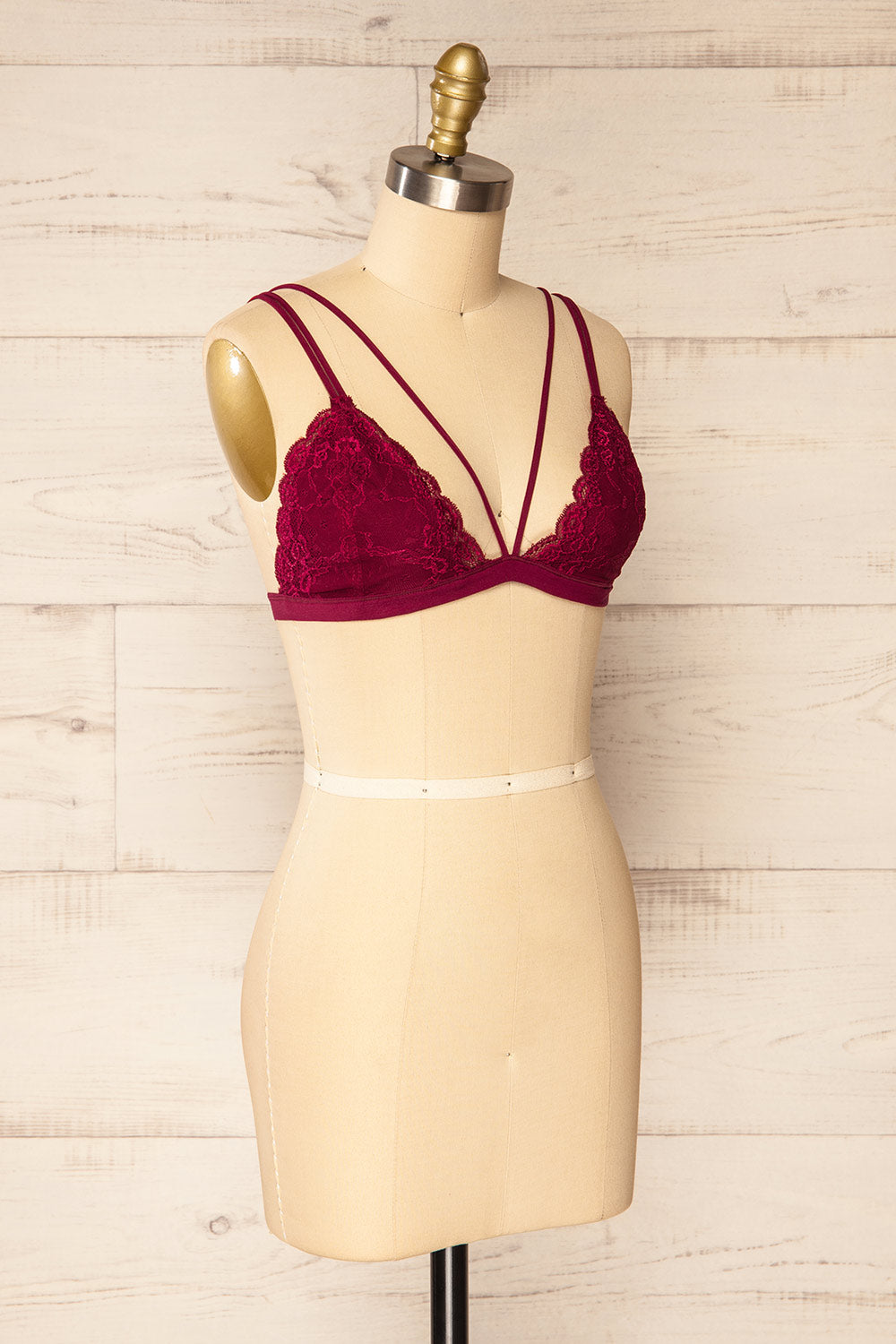 Khappa Burgundy Floral Lace Bralette | La petite garçonne side view