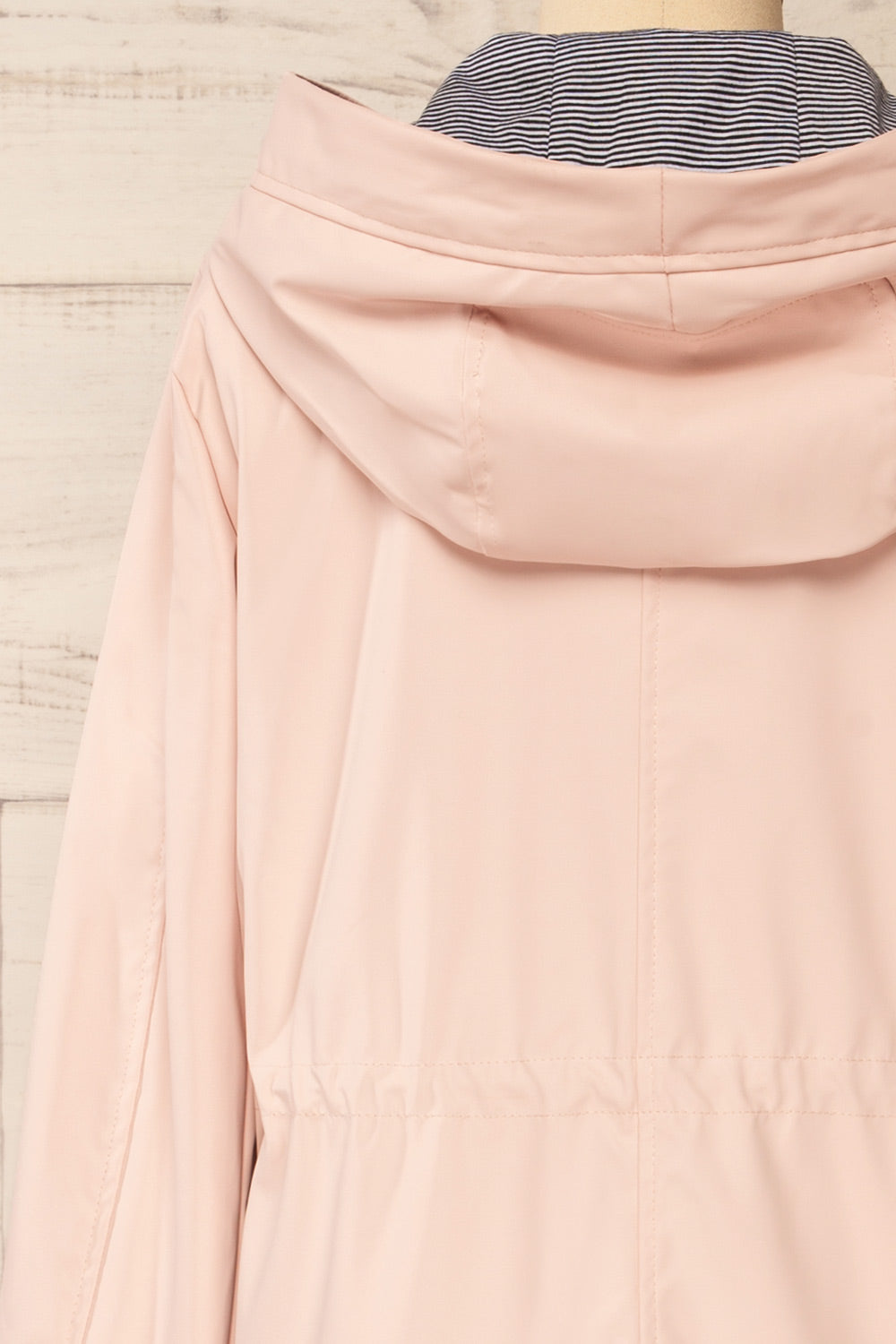 Kharokopion Pink Hooded Raincoat w/ Drawstring | La petite garçonne back close-up