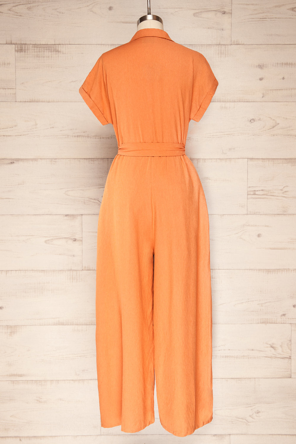 Kharop Orange Belted Short Sleeve Jumpsuit | La petite garçonne back view