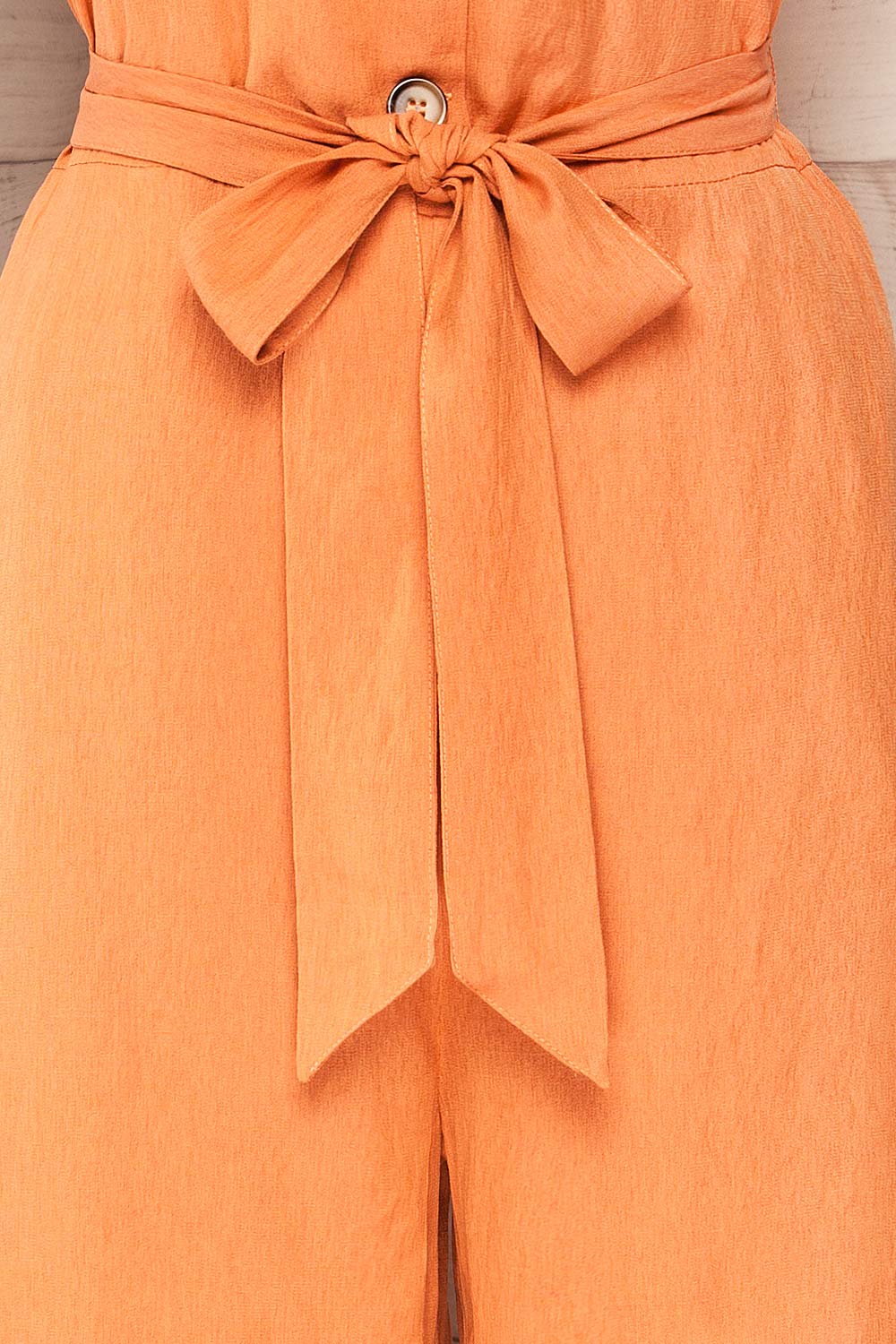 Kharop Orange Belted Short Sleeve Jumpsuit | La petite garçonne details