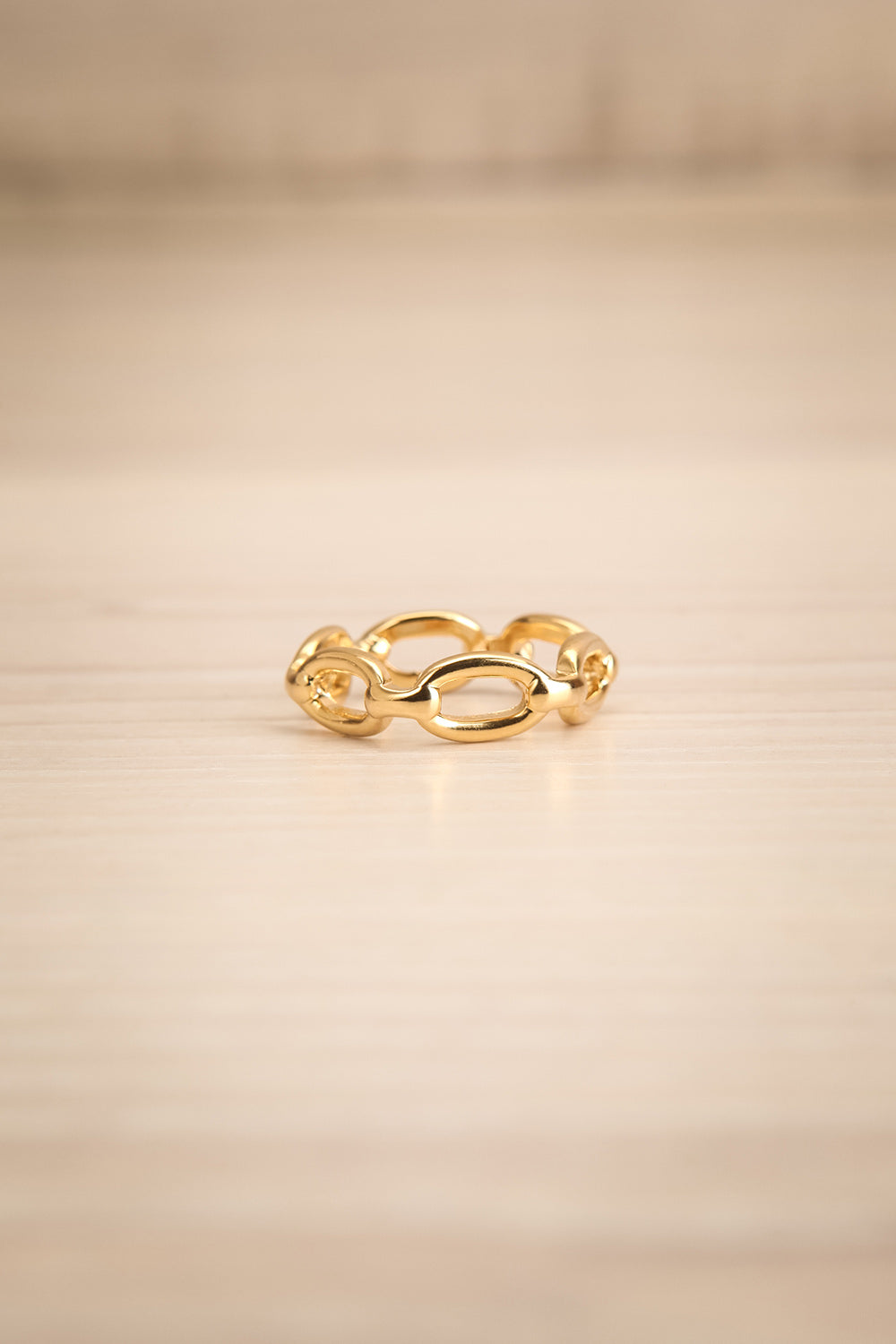 Kietrz Or Fine Chain Links Textured Golden Ring flat view | La Petite Garçonne